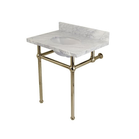 Fauceture 30X22 Marble Vanity Top W/ Brass Feet Combo, Marble/ Nickel KVPB30MB6